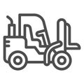 Loader line icon, heavy equipment concept, Fork lift sign on white background, Forklift Loader icon in outline style for Royalty Free Stock Photo