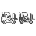 Loader line and solid icon, heavy equipment concept, Fork lift sign on white background, Forklift Loader icon in outline Royalty Free Stock Photo