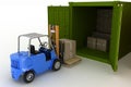 Loader loads in the container of box