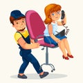 Loader man carrying swivel chair flat poster