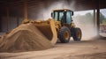 Loader reloads sand and gravel at a building materials warehouse, Generative AI Royalty Free Stock Photo