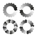 Loader ring set. Grayscale arrow icons. Progress Vector indicator. Jagged loading symbol. Royalty Free Stock Photo