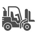 Loader solid icon, heavy equipment concept, Fork lift sign on white background, Forklift Loader icon in glyph style for Royalty Free Stock Photo