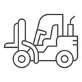 Loader thin line icon, heavy equipment concept, Fork lift sign on white background, Forklift Loader icon in outline Royalty Free Stock Photo