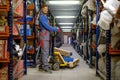 Loader using hand pallet truck