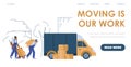 Loaders or porters services for moving and relocation, flat vector illustration.