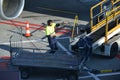 Loading aircraft in Vaclav Havel Prague Airport Royalty Free Stock Photo