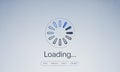 Loading Animation in Blue and White Rotating Wheel with Text on Light Blue Background for Software Updates Data Transfer or System Royalty Free Stock Photo