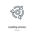 Loading arrows outline vector icon. Thin line black loading arrows icon, flat vector simple element illustration from editable Royalty Free Stock Photo