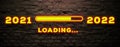 2021 2022 Loading Banner. happy New Year Concept. From 2021 to 2022 Neon Light Style Royalty Free Stock Photo