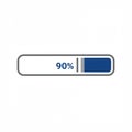 Loading bar with a blue progress indicator at 90%, enclosed in a rectangular frame. Royalty Free Stock Photo