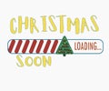 loading bar with christmas tree and christmas lettering, christmas eve, holiday waiting illustration in sketchy style