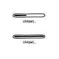 Loading bar doodle icon. Progress loading bar. Hand drawn sketch. Vector illustration on white background. Royalty Free Stock Photo