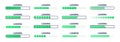 Loading bar. Download progress status, web page loading scale and upload waiting time indicator. Line buffer bars vector set Royalty Free Stock Photo