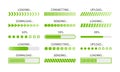 Loading bar. Green download progress loader, buffer status UI elements. Upload, download and sending speed indicators