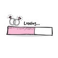 Loading bar. Hand drawn wedding, engagement rings with diamonds. Love concept. Vector doodle sketch illustration, web