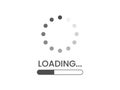 Loading bar icon on white backdrop. Load circle and line. Progress visualization. Download concept. Website upload