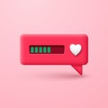 Loading bar on a message bubble with a heart. Waiting for a declaration of love. Royalty Free Stock Photo