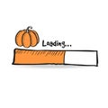 Loading bar with orange pumpkin, squash. Autumn, fall concept. UI icon for Thanksgiving and Halloween holiday. Vector