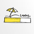 Loading bar with parasol on the beach, summer holiday concept, Royalty Free Stock Photo