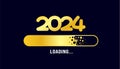 2024 loading bar Progress digital technology golden color background. happy new year 2024 loading bar. Royalty Free Stock Photo
