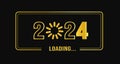 2024 loading bar Progress digital technology golden color background. happy new year 2024 loading bar. Royalty Free Stock Photo