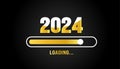 2024 loading bar Progress digital technology golden color background. happy new year 2024 loading bar. Royalty Free Stock Photo