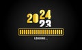 2024 loading bar Progress digital technology golden color background. happy new year 2024 loading bar. Royalty Free Stock Photo