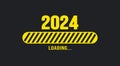 2024 loading bar Progress digital technology golden color background. happy new year 2024 loading bar. Royalty Free Stock Photo