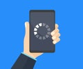 Loading bar progress on smartphone screen, loading data on mobile logo design. Telephone loading bar vector design. Royalty Free Stock Photo