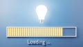 Loading bar progressing with bulb almost complete, Idea loading concept Royalty Free Stock Photo