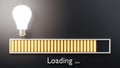 Loading bar progressing with bulb almost complete, Idea loading concept Royalty Free Stock Photo