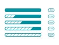 Loading bar with sections from 0 to 100 percentage. Isolated progress loader with status. Upload or download