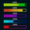 Loading bar set. Colorful progress bars. Digital interface elements. Vector design. Royalty Free Stock Photo