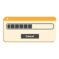 Loading bar showing progress with cancel button on website window Royalty Free Stock Photo
