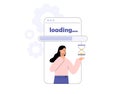Loading bar. System update concept. Updating software. Finish work. People waiting loading file process. Flat vector illustration Royalty Free Stock Photo