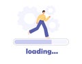 Loading bar. System update concept. Updating software. Finish work. People waiting loading file process. Flat vector illustration Royalty Free Stock Photo