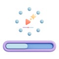 Loading bar with video playback icon and progress slider for media rendering 3d illustration Royalty Free Stock Photo