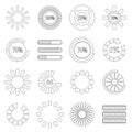 Loading bars and preloaders set, outline style Royalty Free Stock Photo