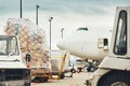 Loading of the cargo airplane