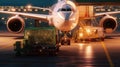 Loading cargo planes at the airport with Ai Generated Royalty Free Stock Photo