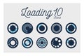10 loading circles block style icon set vector design