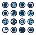 Loading circles block style icon set vector design