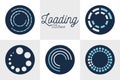 5 loading circles block style icon set vector design