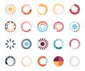 Loading circles flat style icon set vector design