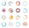 Loading circles flat style icon set vector design