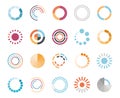 Loading circles flat style icon set vector design