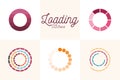 5 loading circles flat style icon set vector design