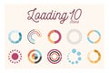 10 loading circles flat style icon set vector design