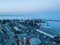 Loading of coal on the vessel at the berth in the port